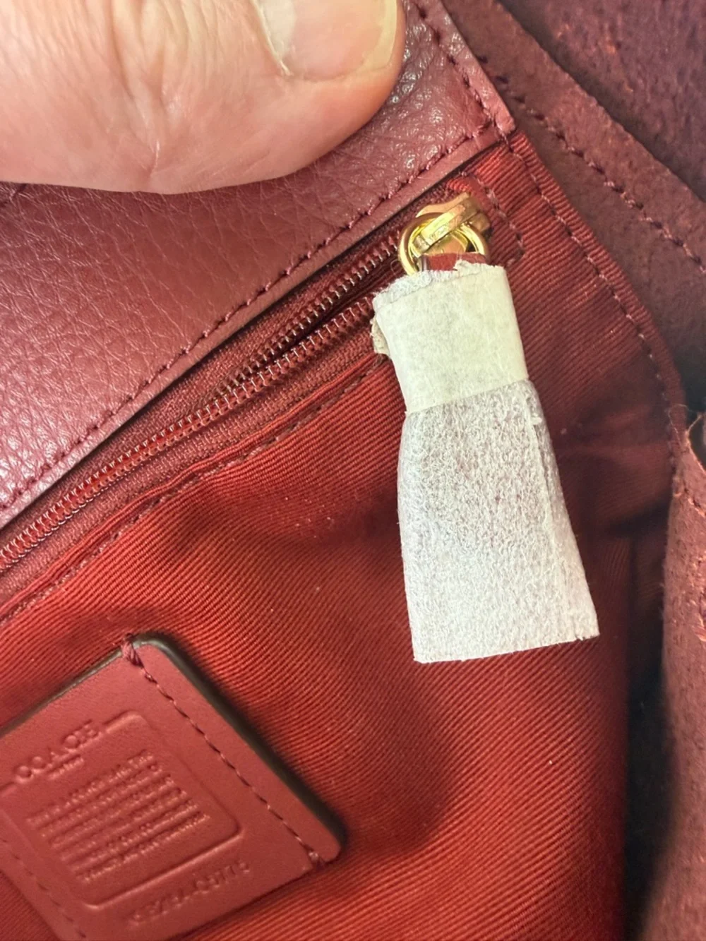 Coach Wine & Pink Leather Tote Horse & Carriage Embossed Logo - Picture 5 of 16